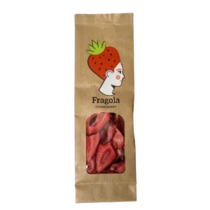 Fragola disidratata, confezione in carta con finestra